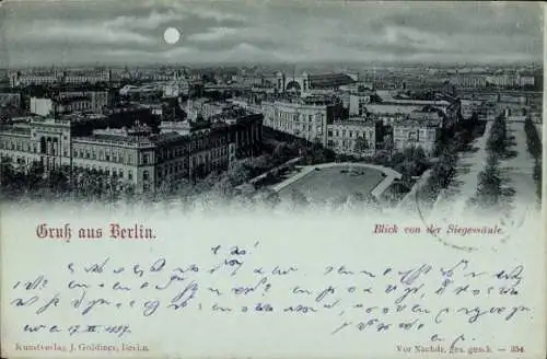 Mondschein Ak Berlin, Blick von der Siegessäule