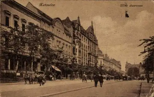 Ak Katowice Kattowitz Oberschlesien, Bahnhofstraße