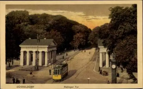 Ak Düsseldorf am Rhein, Ratinger Tor, Straßenbahn