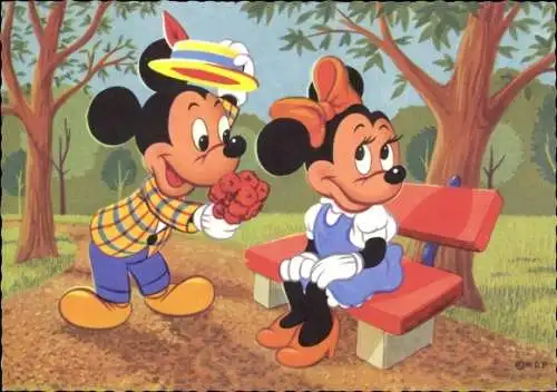 Ak Walt Disney, Micky Maus, Minnie Maus