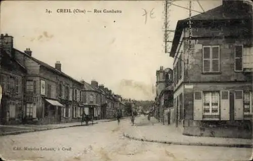 Ak Creil Oise, Rue Gambetta