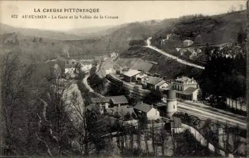 Ak Aubusson Creuse, La Gare et la Vallee de la Creuse