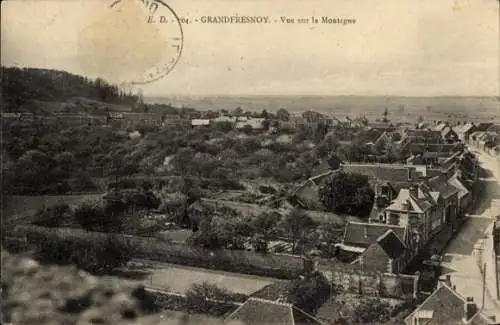 Ak Fresnoy Le Grand Aisne, Vue sur la Montagne