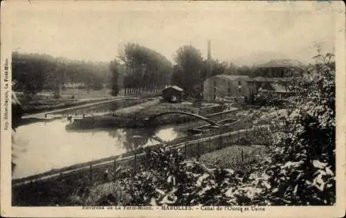 Ak Marolles Aisne, Canal de l'Ourcq et Usine