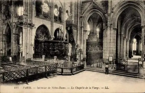 Ak Paris IV Ile de la Cité, Cathédrale Notre Dame, Interieure, La Chapelle de la Vierge