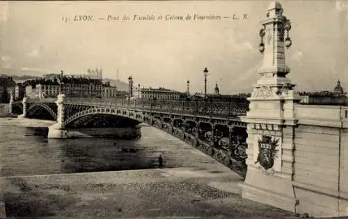 Ak Lyon Rhône, Pont des Facultes, Coteau de Fourvieres