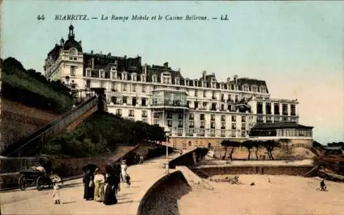 Ak Biarritz Pyrénées Atlantique, Rampe Mobile et le Casino Bellevue