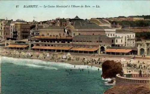 Ak Biarritz Pyrénées Atlantique, Casino Municipal a l'Heure du Bain