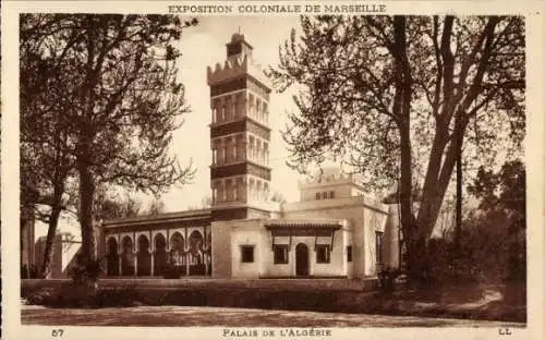 Ak Marseille Bouches du Rhône, Exposition Coloniale, Palais de l'Algerie