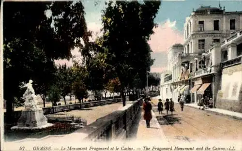 Ak Grasse Alpes Maritimes, Monument Fragonard, Casino