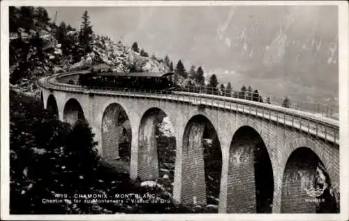 Ak Chamonix Mont Blanc Haute Savoie, Chemin du fer du Montenvers, Viaduct du Dru