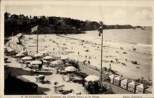 Ak Saint Lunaire Ille et Vilaine, La Terrasse du Grand Hotel de la Plage