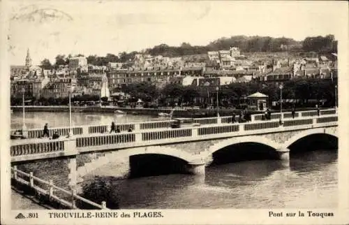 Ak Trouville Reine des Plages Calvados, Le Pont sur la Touques
