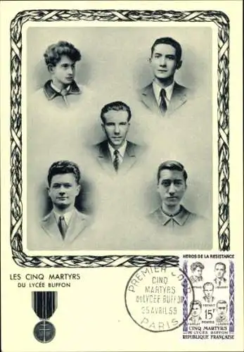 Maximum Ak L'Ordre de la Nation, les Cinq Martyrs du Lycee Buffon, Arthus, Baudry, Benoit, Grelot