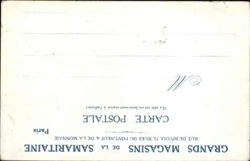 Künstler Ak Monnier, Reklame, Clairdacier et Sansoin, Grands Magasins de la Samaritaine, Paris