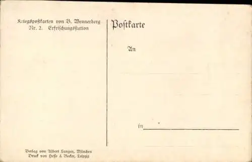 Künstler Ak Wennerberg, B., Erfrischungsstation, Soldaten bekommen Getränke, Zug, Frauen