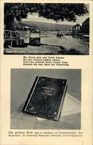 Ak Hann. Münden in Niedersachsen, Weserstein, Das goldene Buch