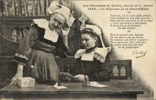 Ak Die Lieder von Botrel, die Antwort der Großmutter