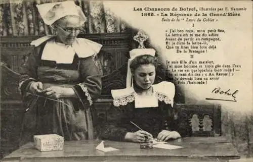 Ak Die Lieder von Botrel, die Antwort der Großmutter