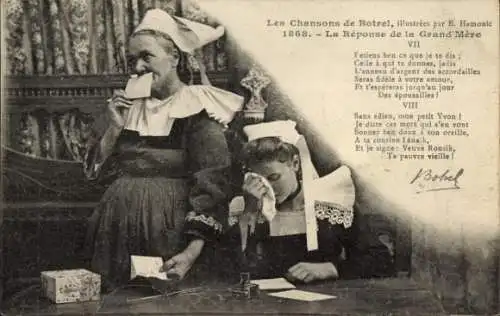 Ak Die Lieder von Botrel, die Antwort der Großmutter