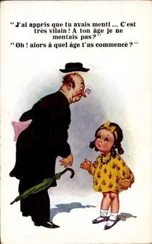 Ak Mann schimpft mit einem Mädchen, du hast gelogen