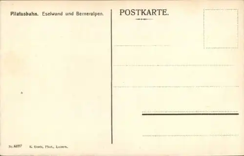 Ak Ansicht der Pilatusbahn, Eselwand, Berneralpen
