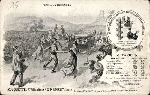 Ak Tanzende Menschen, Fest, Werbung, Post, Telegramm, Preisliste