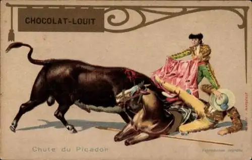 Ak Stierkampf, Torero, Stier, Werbung, Chocolat Louit