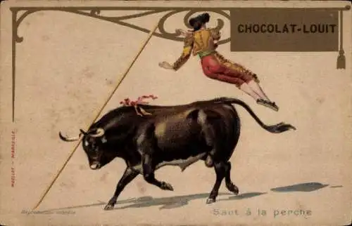 Ak Stierkampf, Torero, Stier, Werbung, Chocolat Louit