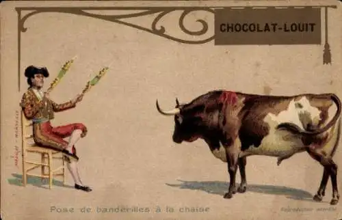Ak Stierkampf, Torero, Stier, Werbung, Chocolat Louit