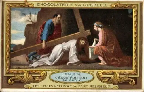 Passepartout Ak Jesus, Kreuzweg, Werbung, Chocolaterie d'Aiguebelle