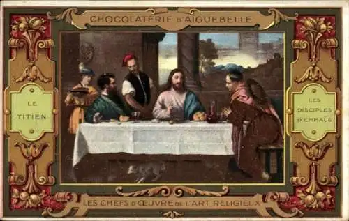 Passepartout Ak Jesus, Abendmahl, Werbung, Chocolaterie d'Aiguebelle
