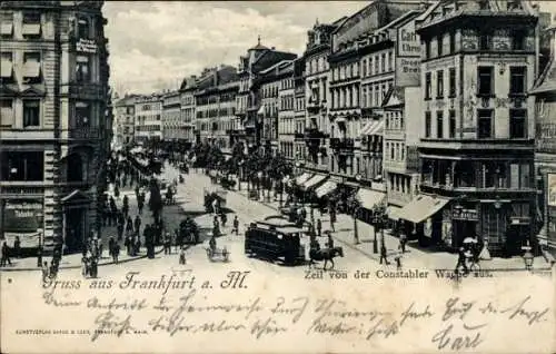 Ak Frankfurt am Main, Zeil von der Constabler Wache aus, Straßenbahn, Passanten