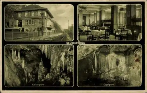 Ak Grüne Iserlohn im Märkischen Kreis, Dechenhöhle, Bahnhof, Kaisergrotte, Orgelgrotte