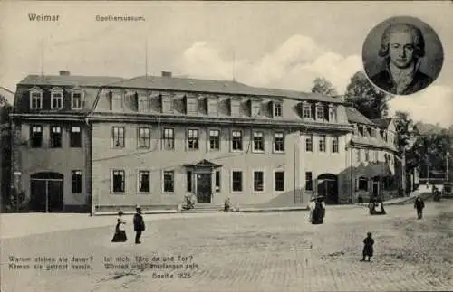 Ak Weimar in Thüringen, Goethemuseum, Porträt, Gedicht