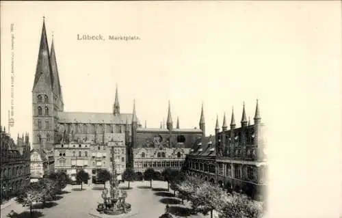 Ak Hansestadt Lübeck, Marktplatz