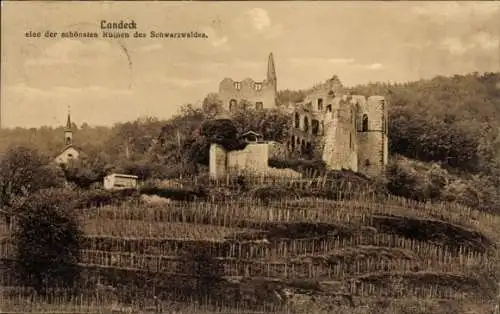 Ak Landeck Teningen bei Emmendingen  im Schwarzwald, Ruine Burg Landeck