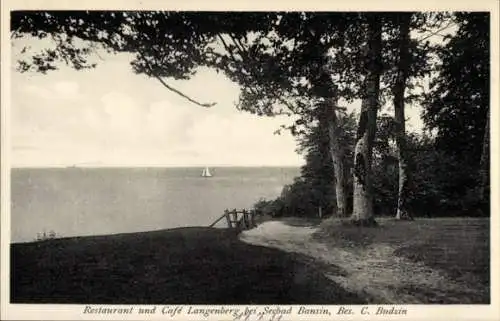 Ak Ostseebad Bansin Heringsdorf auf Usedom, Blick vom Langenberg, Segelboot