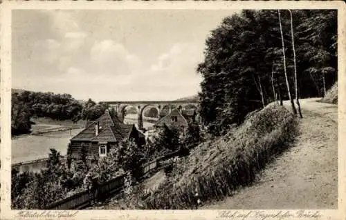 Ak Fuldatal in Nordhessen, Tal mit Kragenhofer Brücke, Wald, Haus