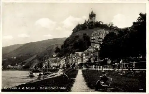 Ak Cochem an der Mosel, Moselpromenade, Burg