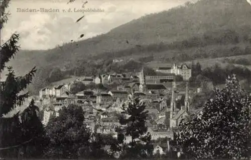 Ak Baden Baden am Schwarzwald, Totalansicht, Blick von der Leopoldshöhe