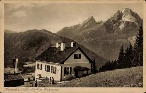 Ak Berchtesgaden in Oberbayern, Watzmann, Brunnhaus Söldenköpfl, Soleleitungsweg