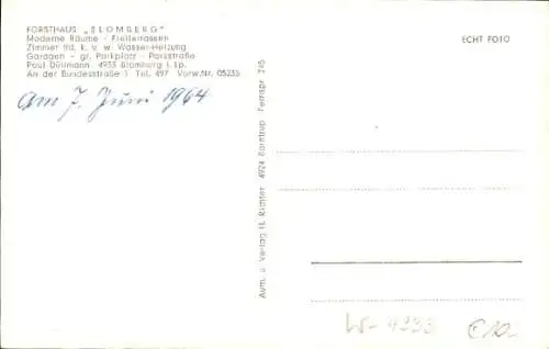 Ak Blomberg in Lippe, Forsthaus Blomberg