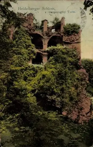 Ak Heidelberg am Neckar, Schloss, Gesprengter Turm