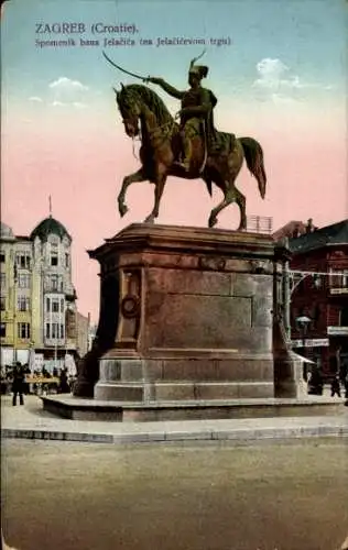 AK Zagreb Kroatien, Reiterdenkmal