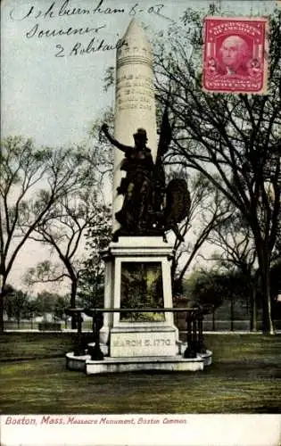 Ak Boston Massachusetts USA, Massaker-Denkmal, Bostan Common