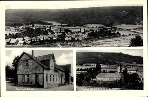 Ak Germerode Meißner in Hessen, Gasthaus Sippel, Klosterkirche, Panorama