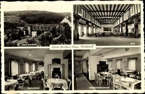 Ak Eschenstruth Helsa in Hessen, Hotel Haus Waldhof, Saal, Gastzimmer, Gesellschaftszimmer