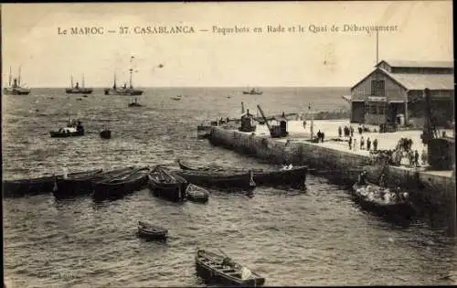 Ak Casablanca Marokko, Passagierschiffe im Hafen und im Landungsdock