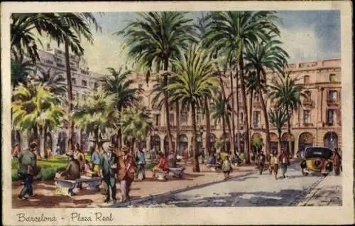 Ak Barcelona Katalonien Spanien, Plaza Real